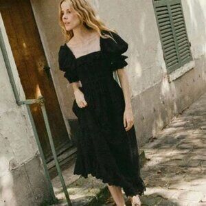 Doen Izabel Dress Navy maxi eyelet medium m